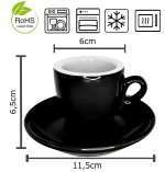 12-teiliges Espressotassen-Set im italienischen Design mit Schwarz-Weiß-Kontrast, "Life is beautiful"-Tasse und 56 ml Fassungsvermögen