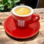 Espressotasse, dickwandig, Porzellan, italienisches Design, Rot, innen weiß, mit Logo – Bild 3