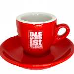Rote Espressotassen mit eigenem Logo