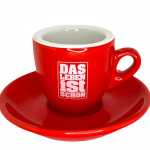 Rote Espressotassen mit eigenem Logo