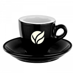 schwarze Espressotasse mit logo