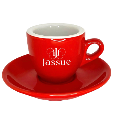 Rote Espressotasse mit logo